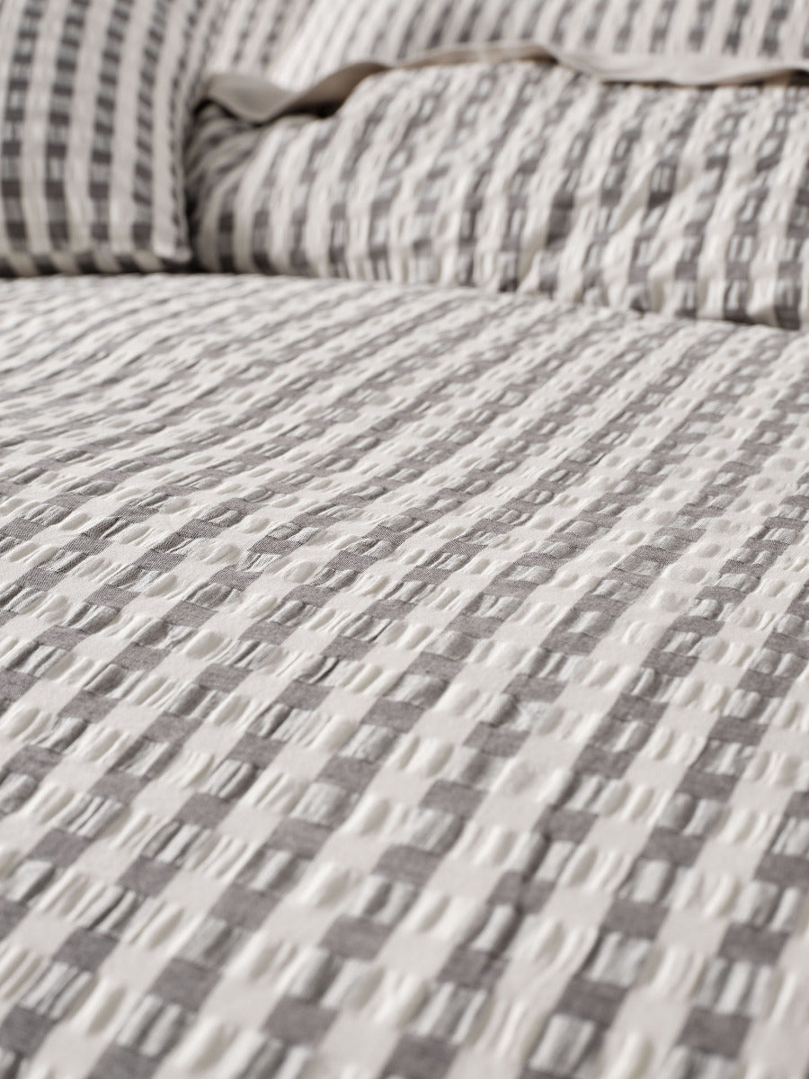 LINEN HOUSE FERRARA QUILT COVER SET - CHARCOAL Linen House