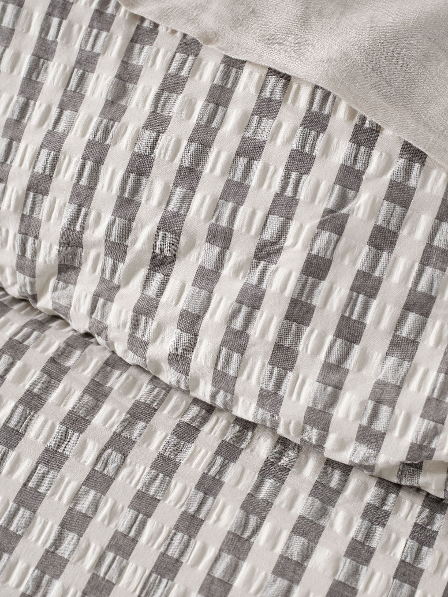 LINEN HOUSE FERRARA QUILT COVER SET - CHARCOAL Linen House