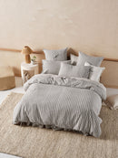 LINEN HOUSE FERRARA QUILT COVER SET - CHARCOAL Linen House