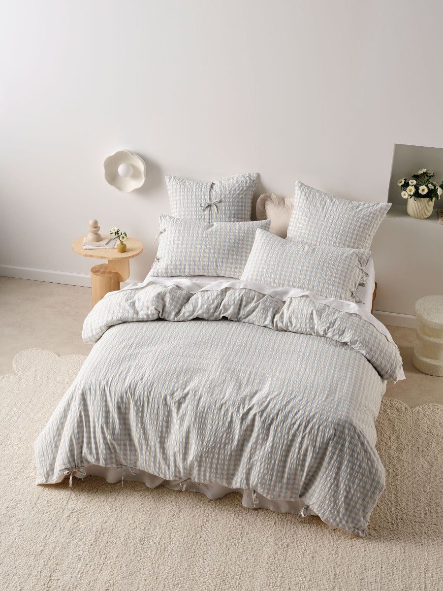 LINEN HOUSE FERRARA QUILT COVER SET - CORNFLOWER Linen House