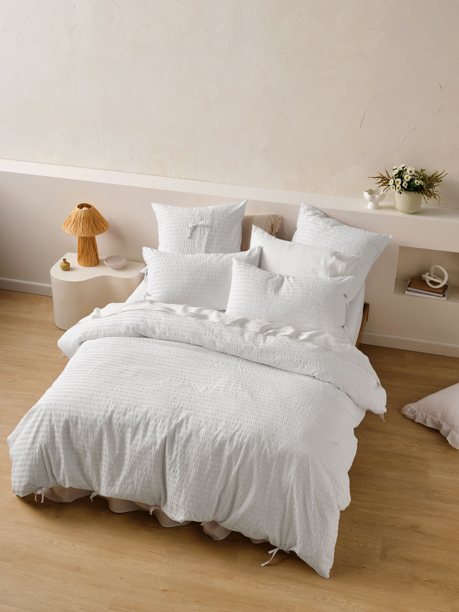 LINEN HOUSE FERRARA WHITE QUILT COVER SET Linen House