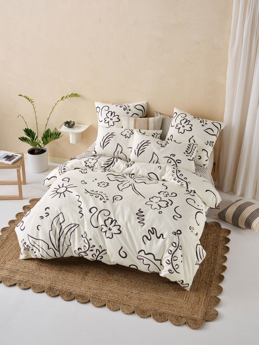 LINEN HOUSE KENZI VANILLA QUILT COVER SET Linen House