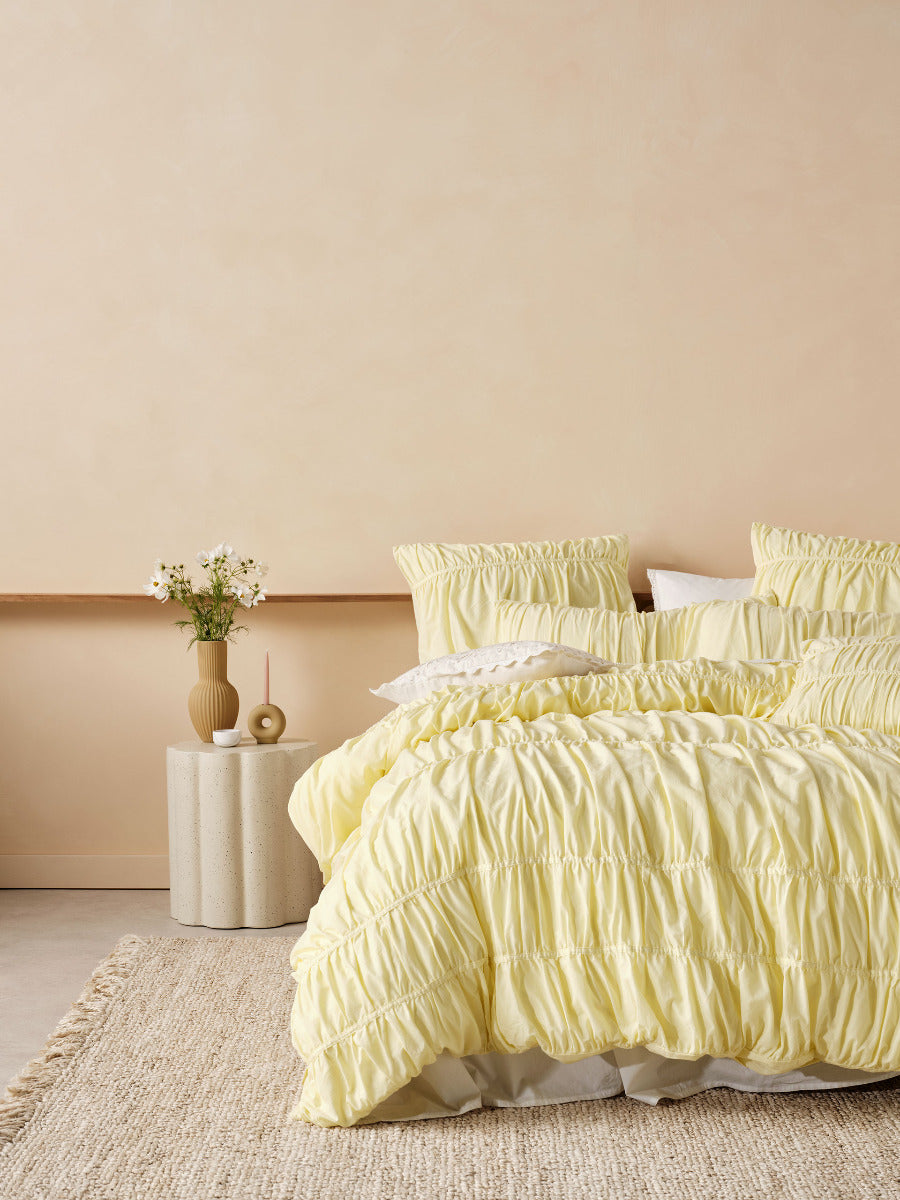 LINEN HOUSE LAYLA LEMON QUILT COVER SET Linen House