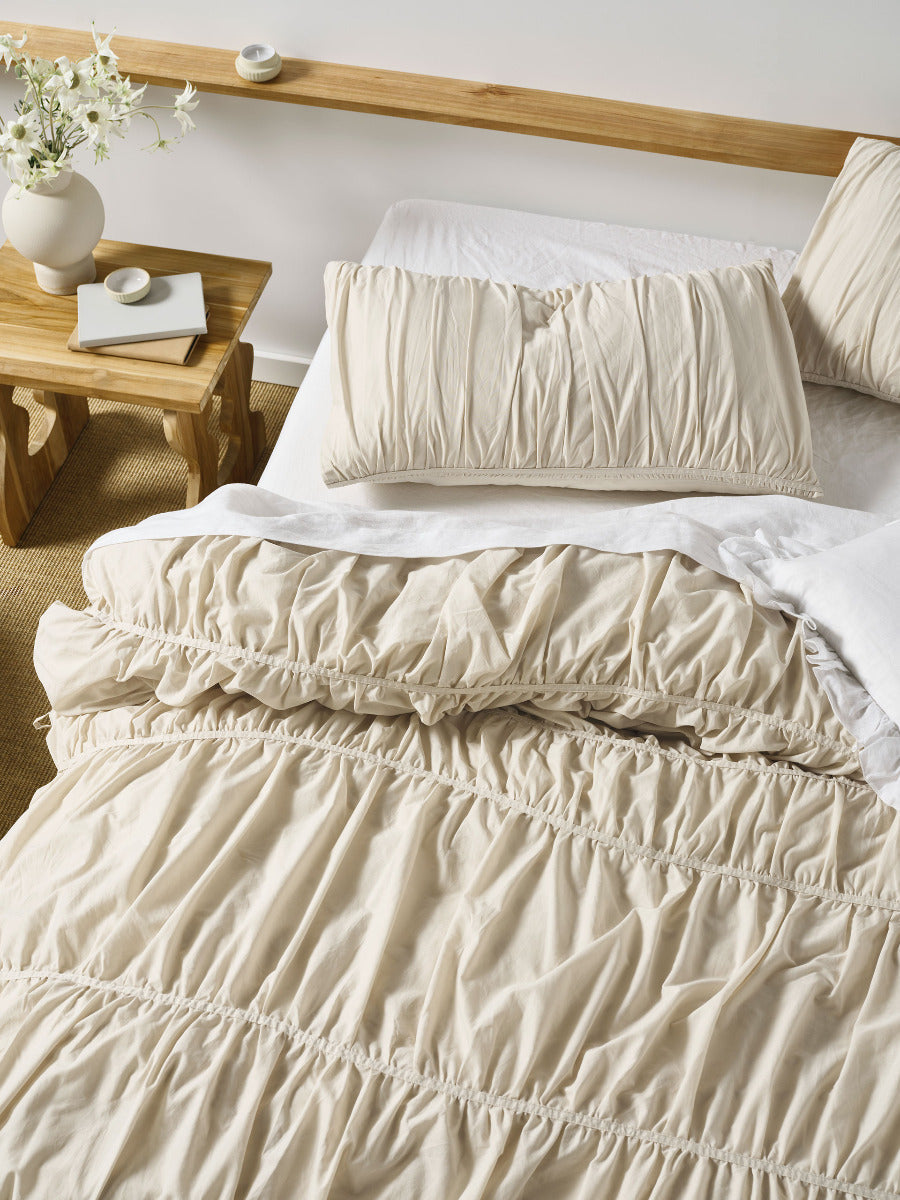 LINEN HOUSE LAYLA | NATURAL QUILT COVER Linen House