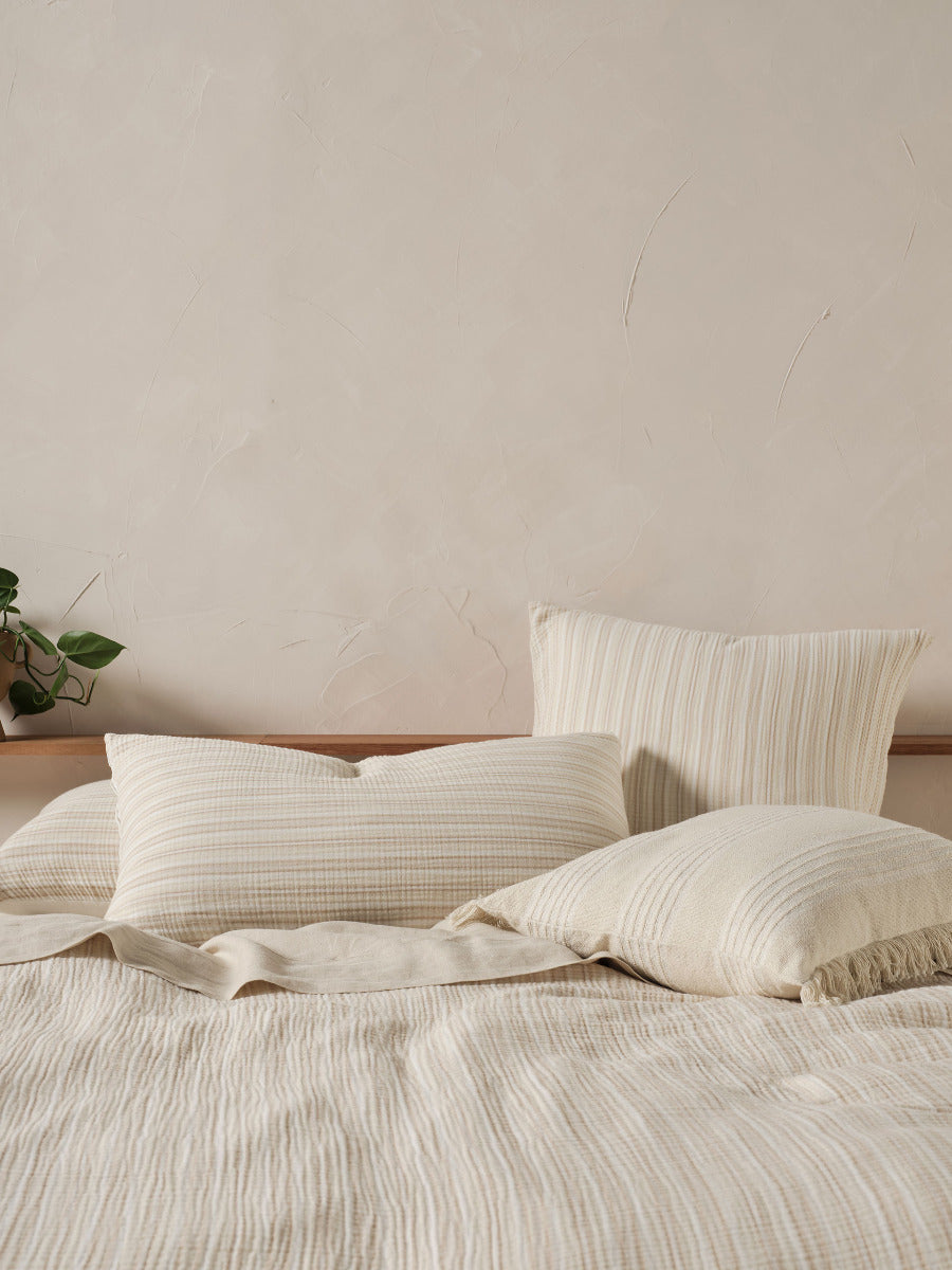 LINEN HOUSE MAJORCA NATURAL QUILT COVER SET Linen House