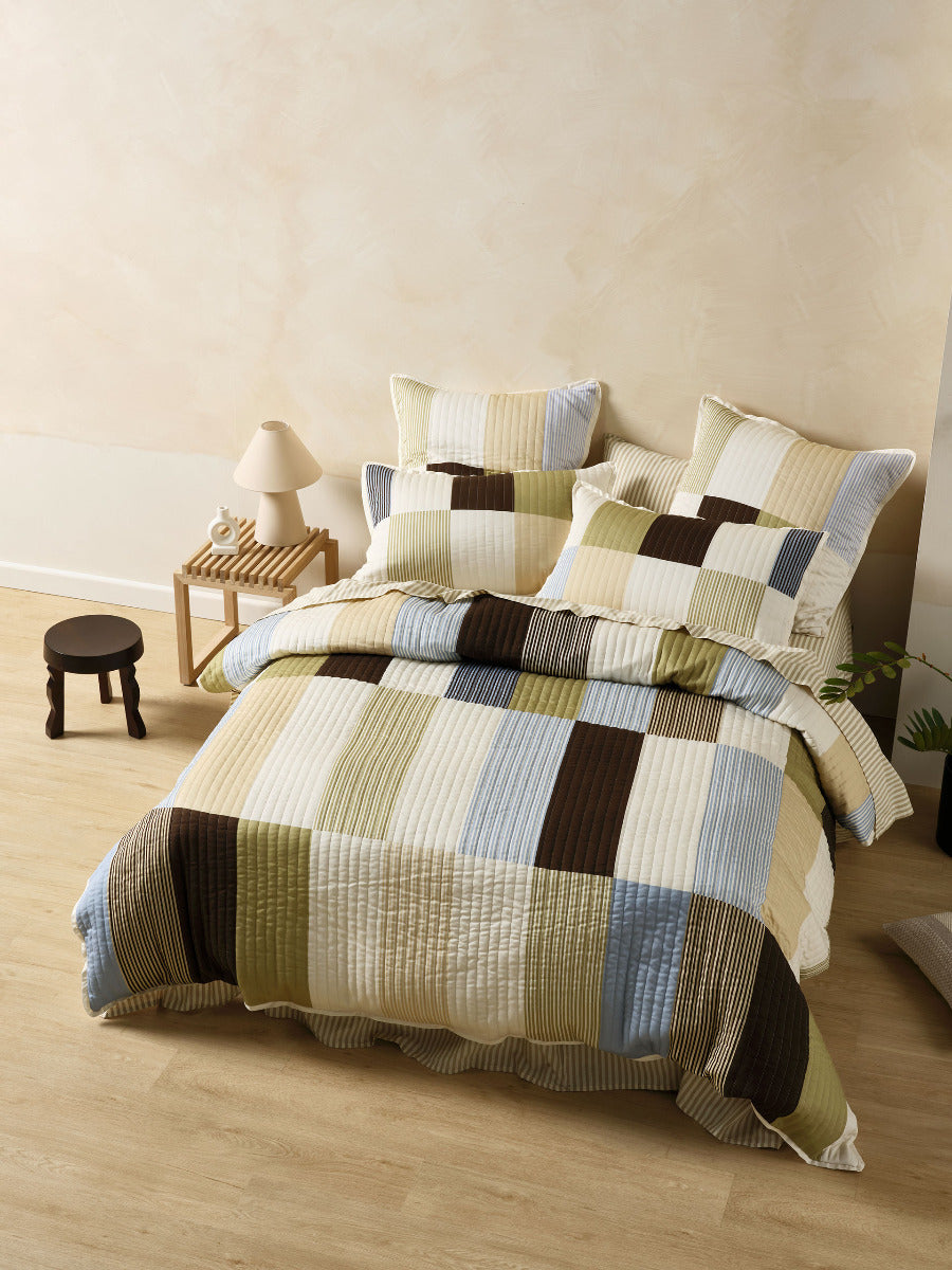 LINEN HOUSE MATEO | KHAKI QUILT COVER