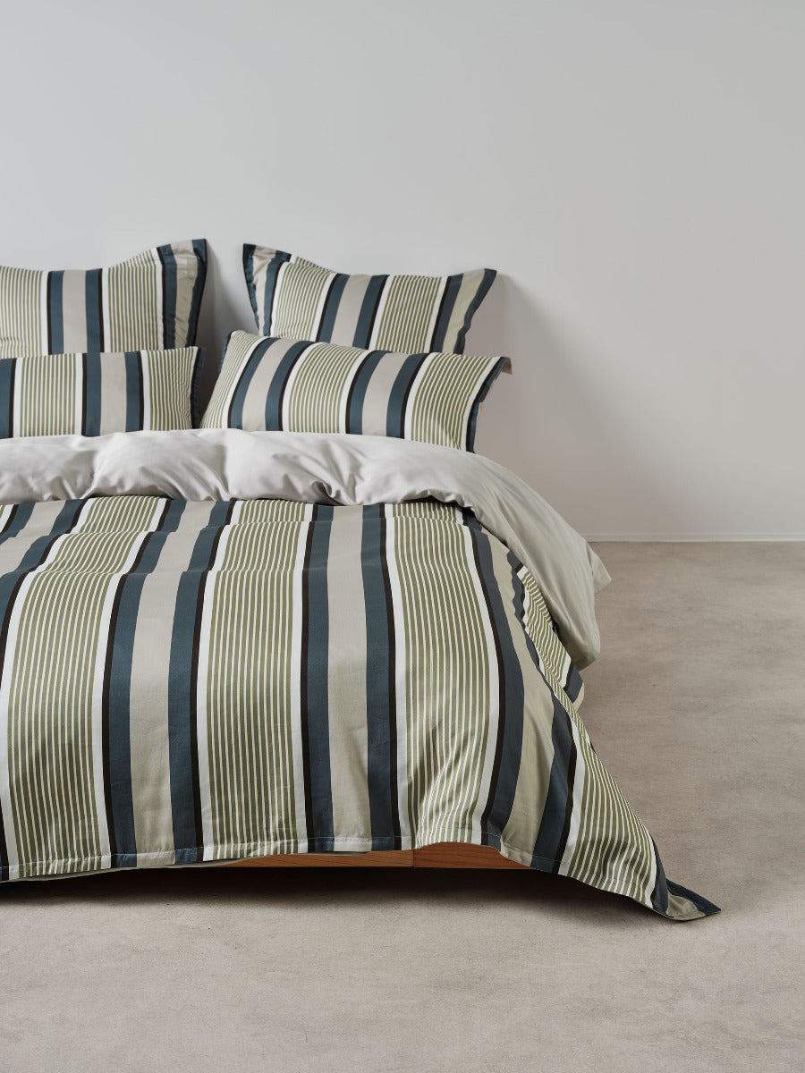 LINEN HOUSE NARA STRIPE | BLUESTONE QUILT COVER Linen House