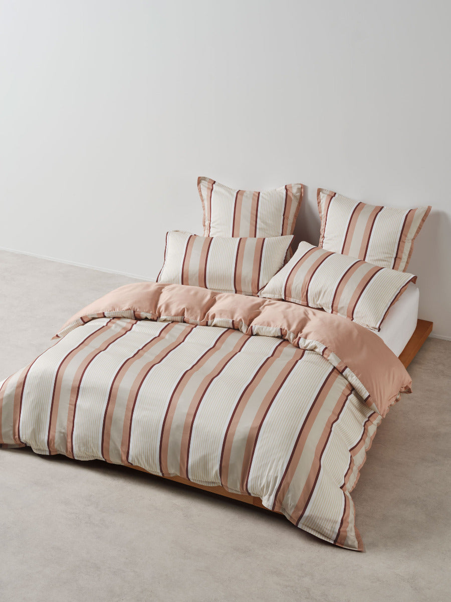 LINEN HOUSE NARA STRIPE | CLAY QUILT COVER Linen House