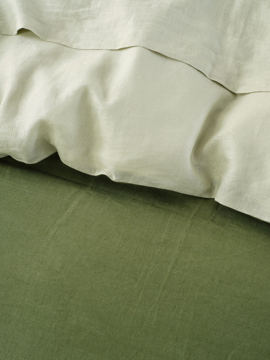 LINEN HOUSE NIMES DUET QUILT COVER SET - MOSS/WASABI Linen House