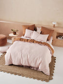 LINEN HOUSE NIMES DUET QUILT COVER SET - ROSE/CINNAMON Linen House