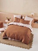 LINEN HOUSE NIMES DUET QUILT COVER SET - ROSE/CINNAMON Linen House