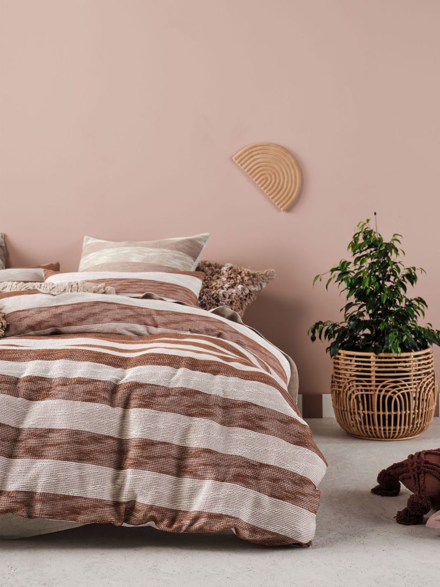 LINEN HOUSE OCEANIA CINNAMON QUILT COVER SET Linen House