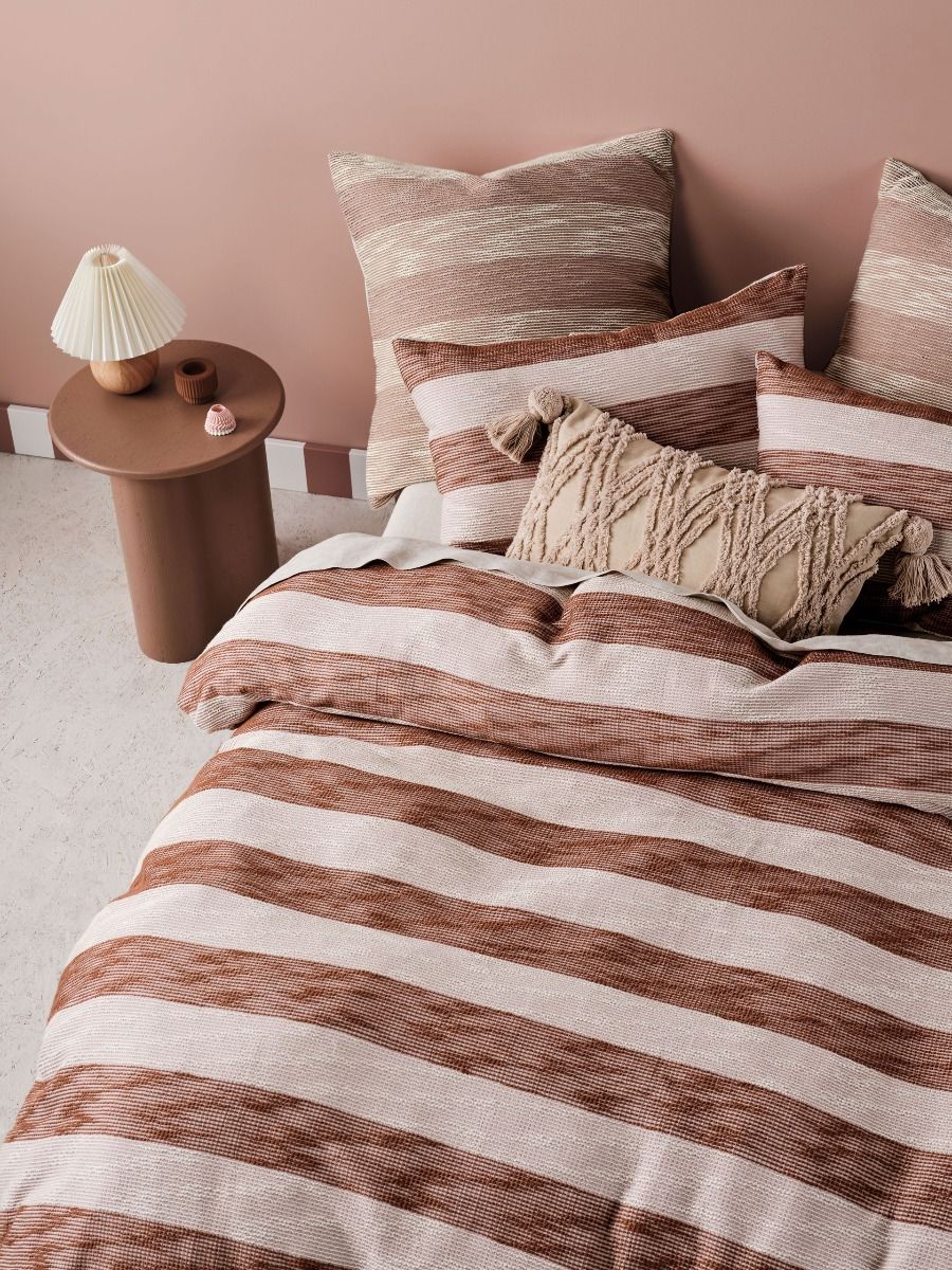 LINEN HOUSE OCEANIA CINNAMON QUILT COVER SET Linen House