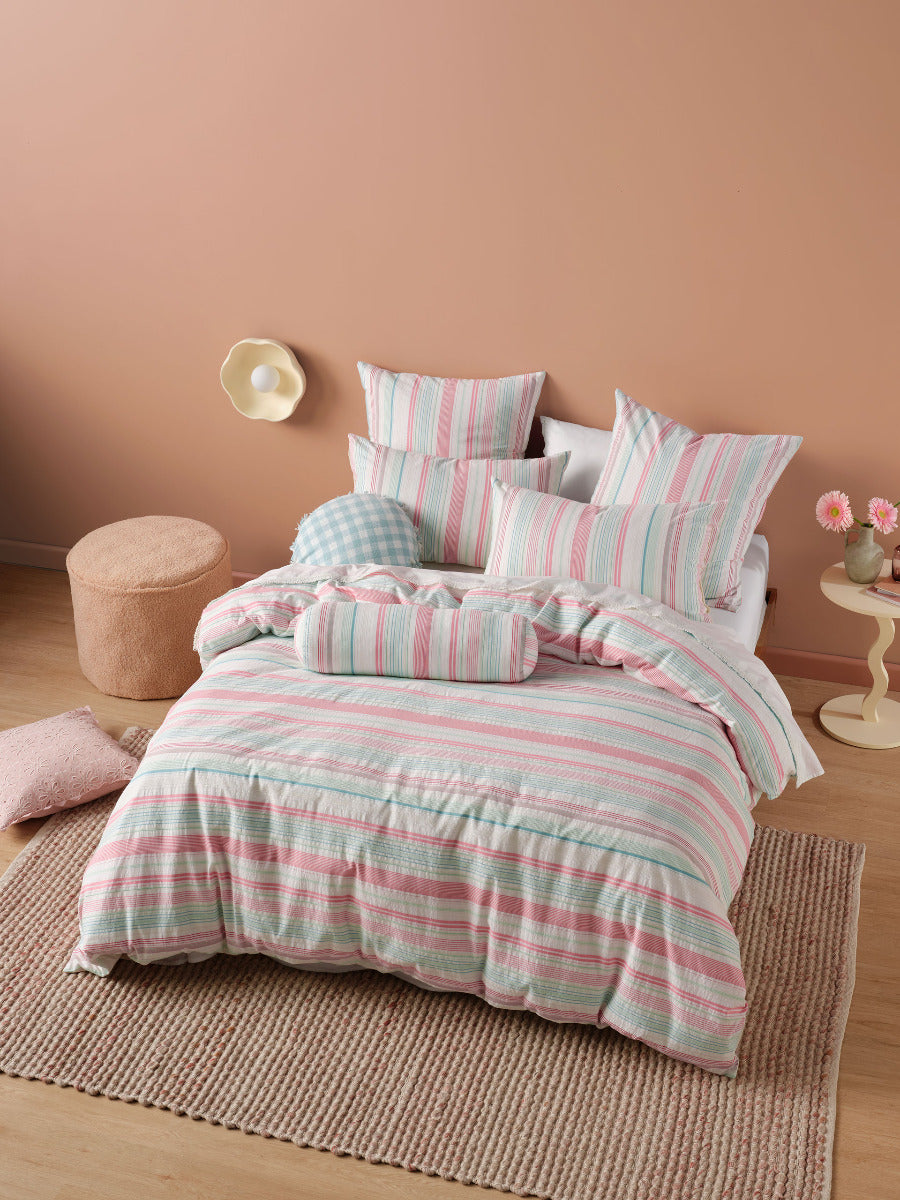 LINEN HOUSE OTILLO QUILT COVER SET - WATERMELON Linen House