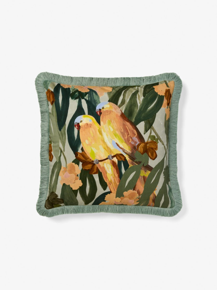LINEN HOUSE PARUNA PARROT | GREEN CUSHION Linen House