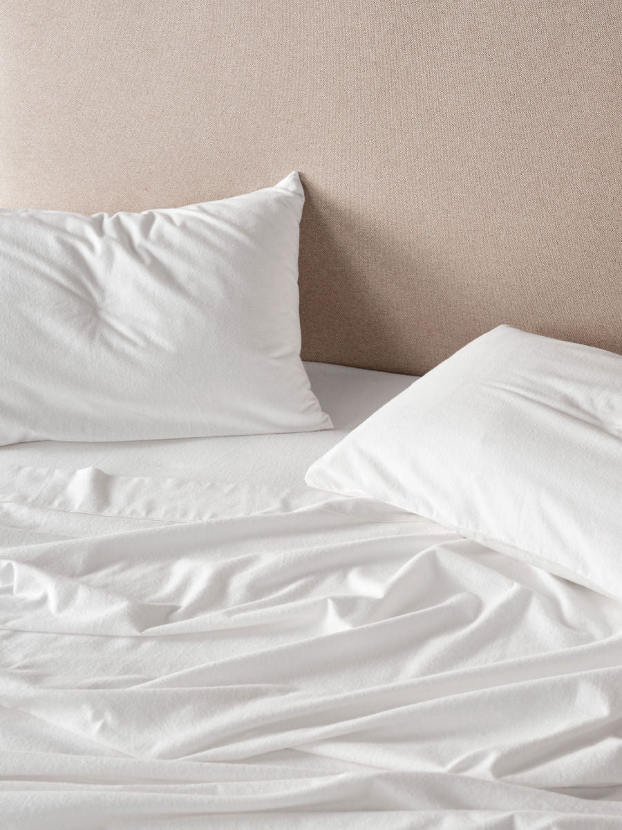 LINEN HOUSE FLANNELETTE WHITE PLAIN-DYED SHEET SET Linen House