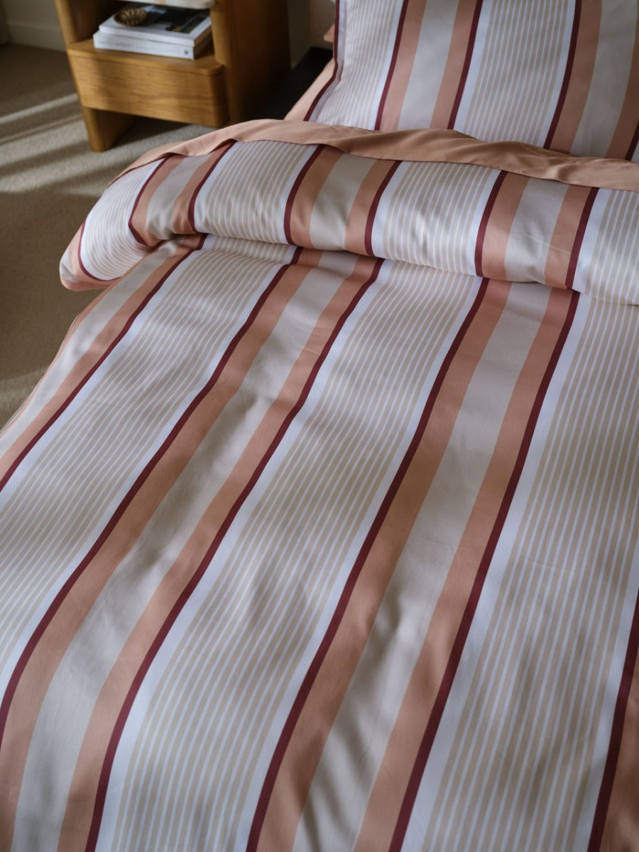 LINEN HOUSE NARA STRIPE | CLAY QUILT COVER Linen House