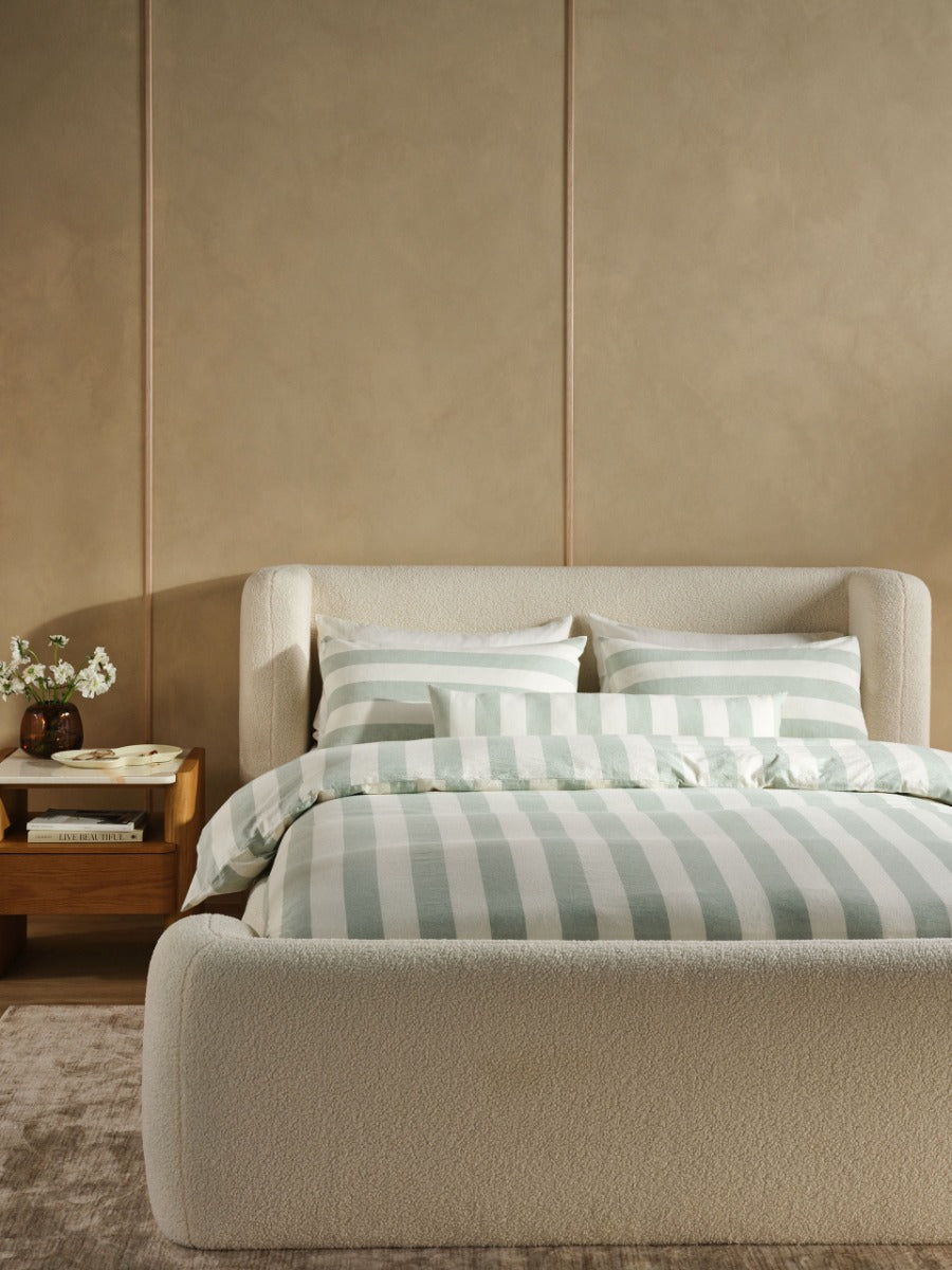LINEN HOUSE VINTAGE STRIPE | JADE QUILT COVER Linen House