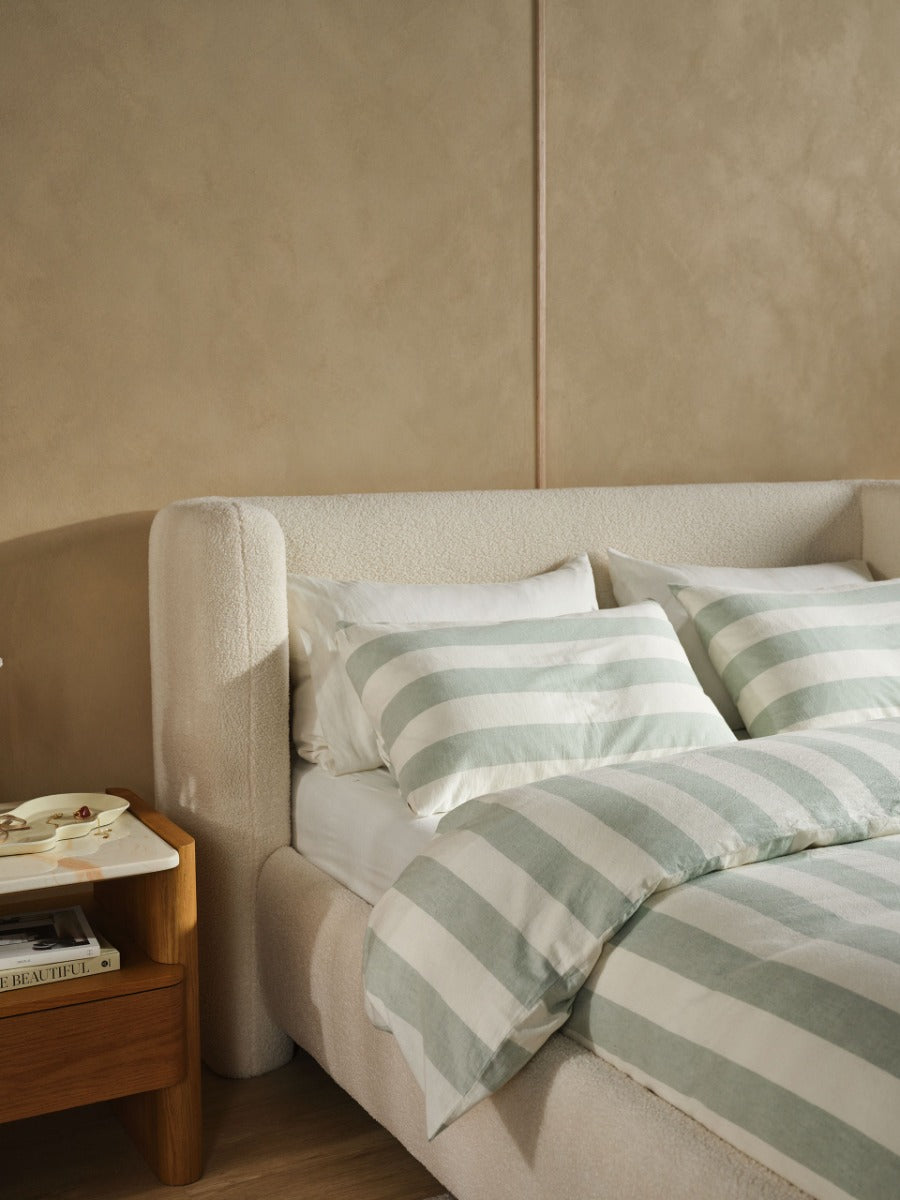LINEN HOUSE VINTAGE STRIPE | JADE QUILT COVER Linen House