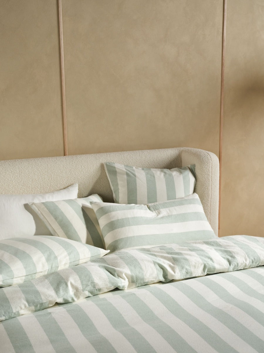 LINEN HOUSE VINTAGE STRIPE | JADE QUILT COVER Linen House