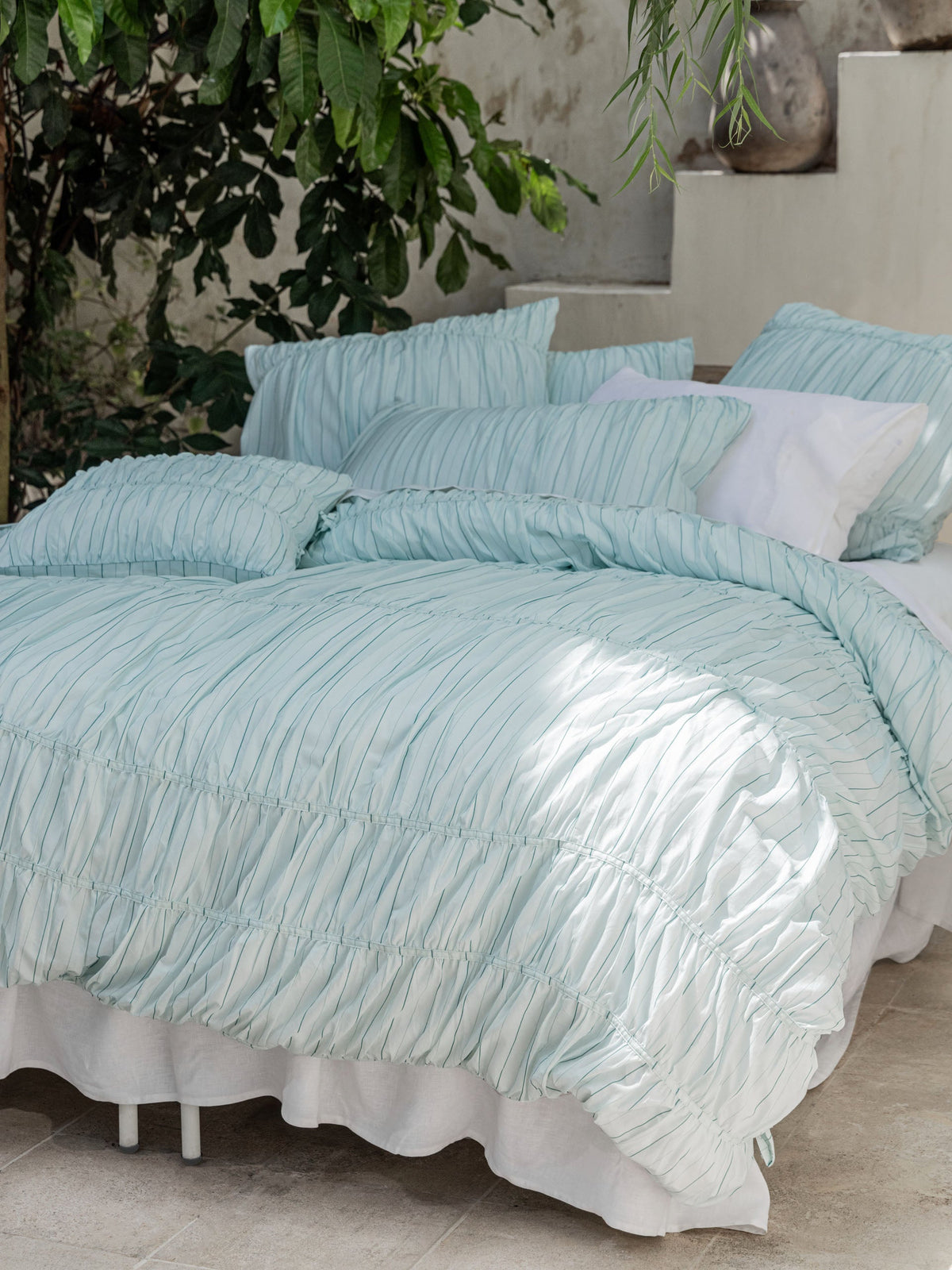 Linen House Layla Stripe Blue Quilt Cover Set