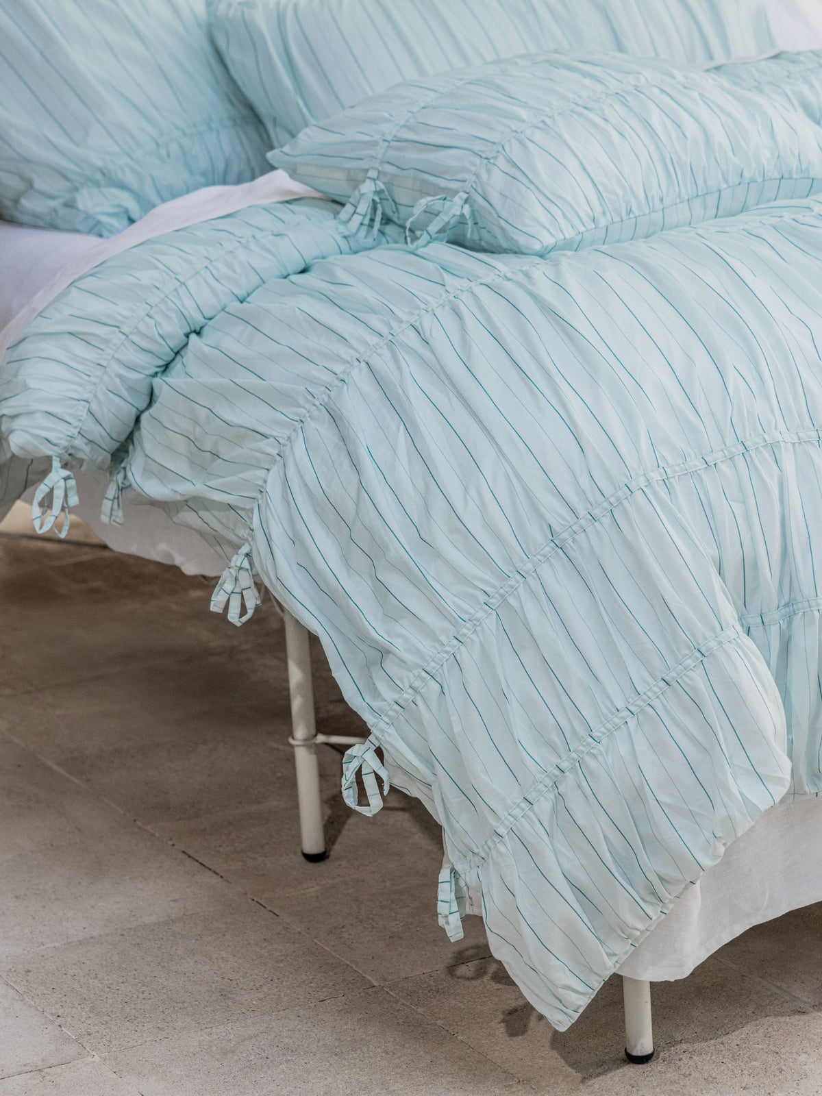 Linen House Layla Stripe Blue Quilt Cover Set