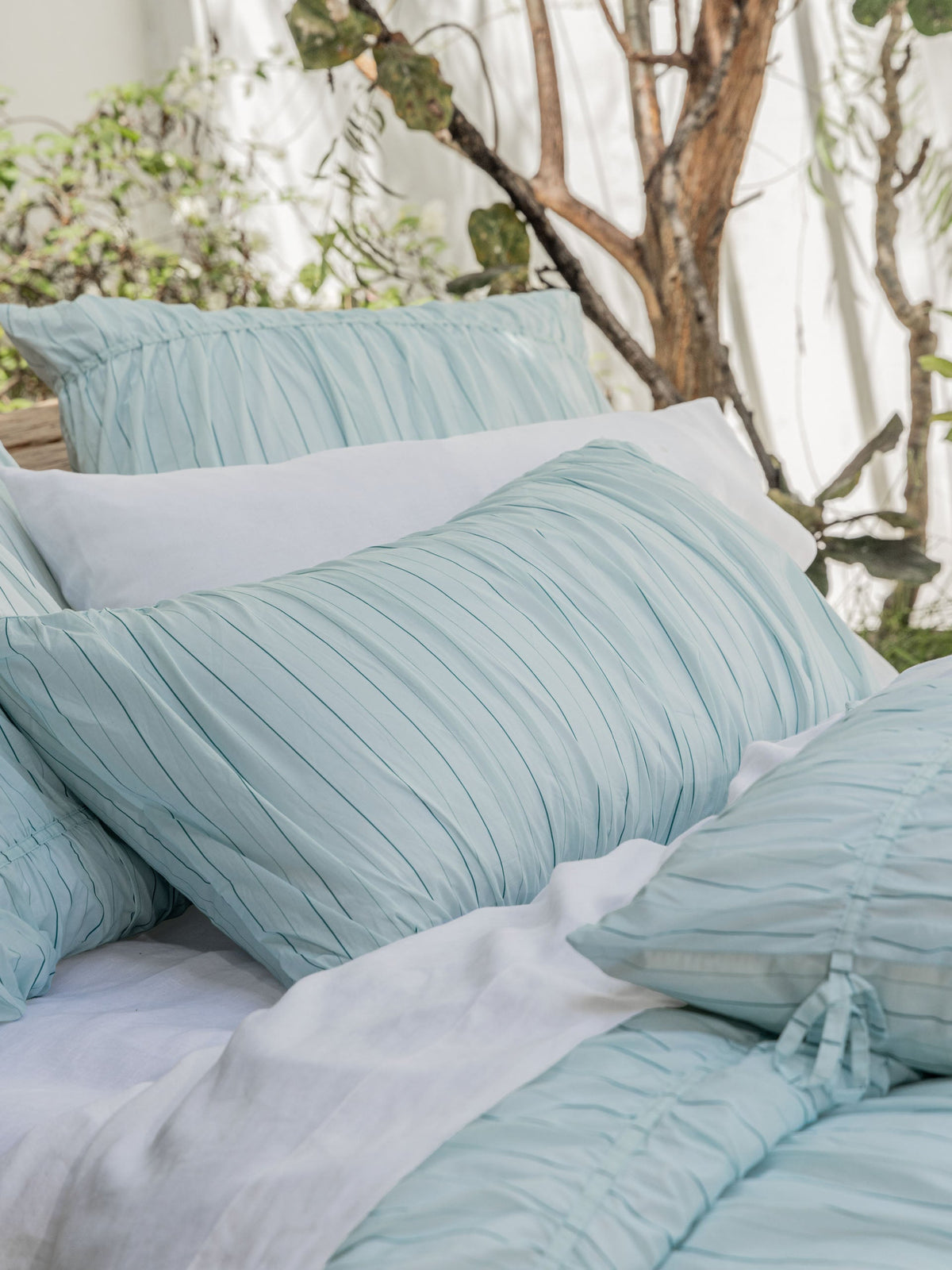 Linen House Layla Stripe Blue Quilt Cover Set