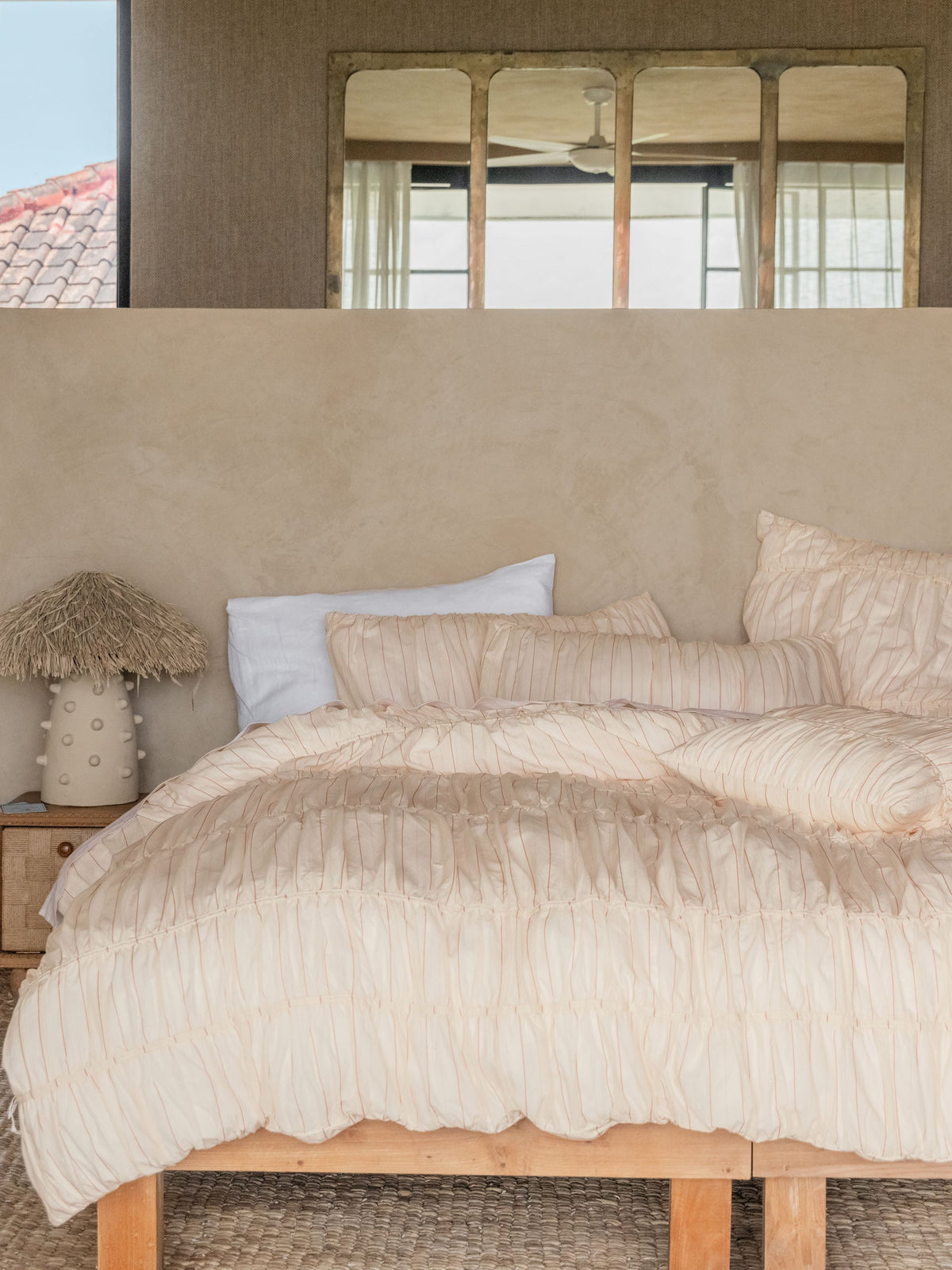 Linen House Layla Stripe Blush Quilt Cover Set
