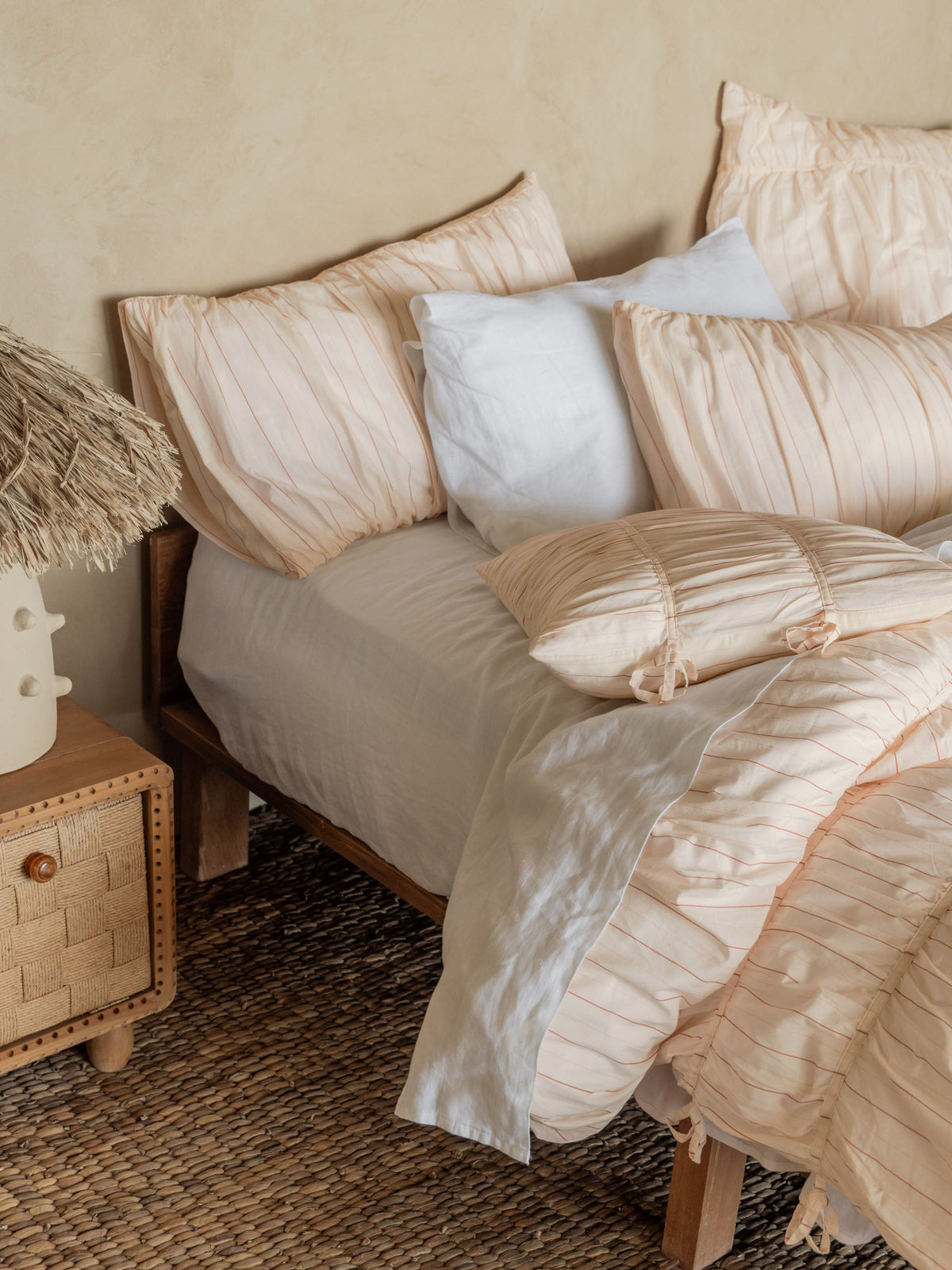 Linen House Layla Stripe Blush Quilt Cover Set