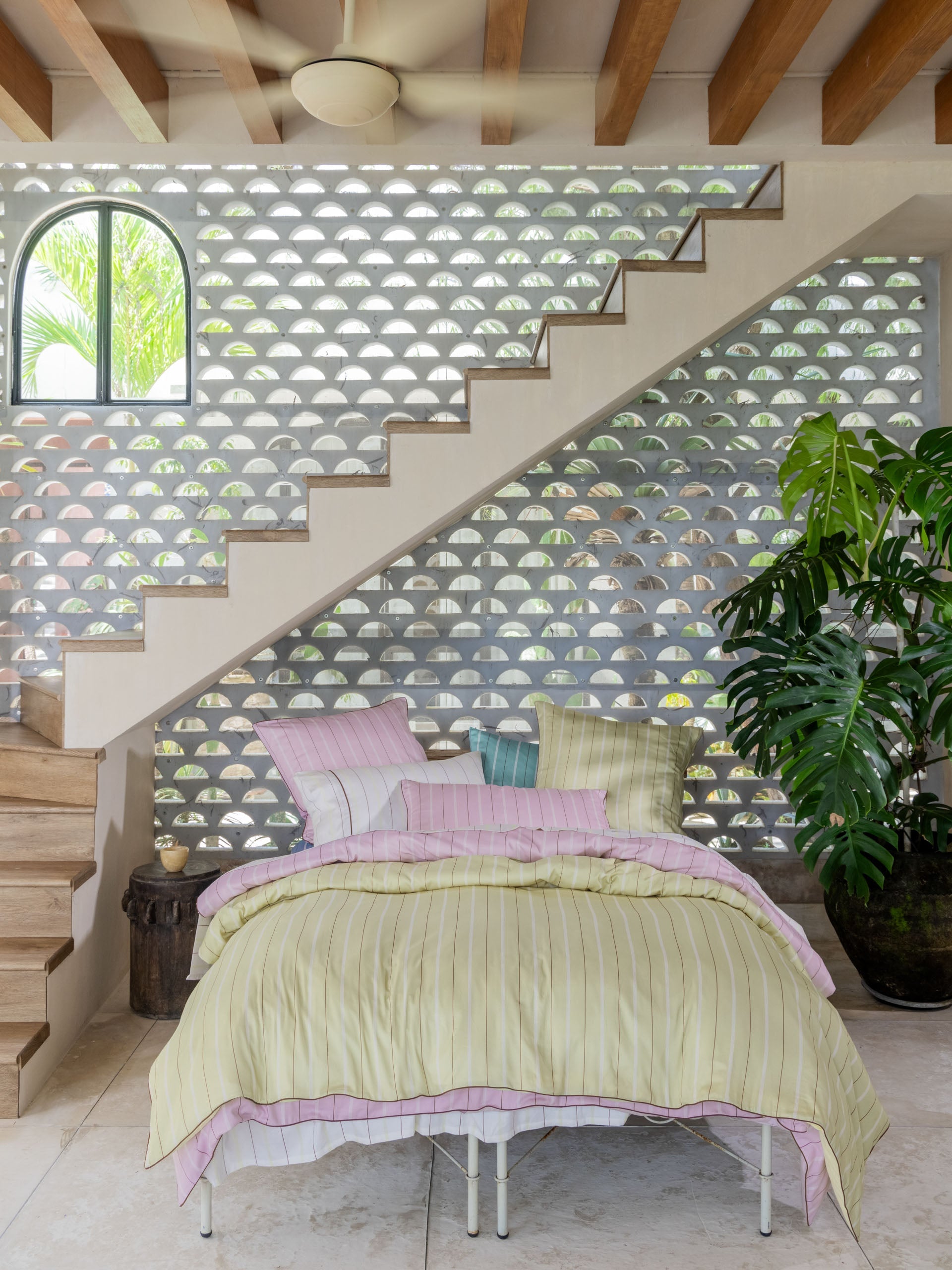 Linen House Monday Stripe Pear Quilt Cover Set