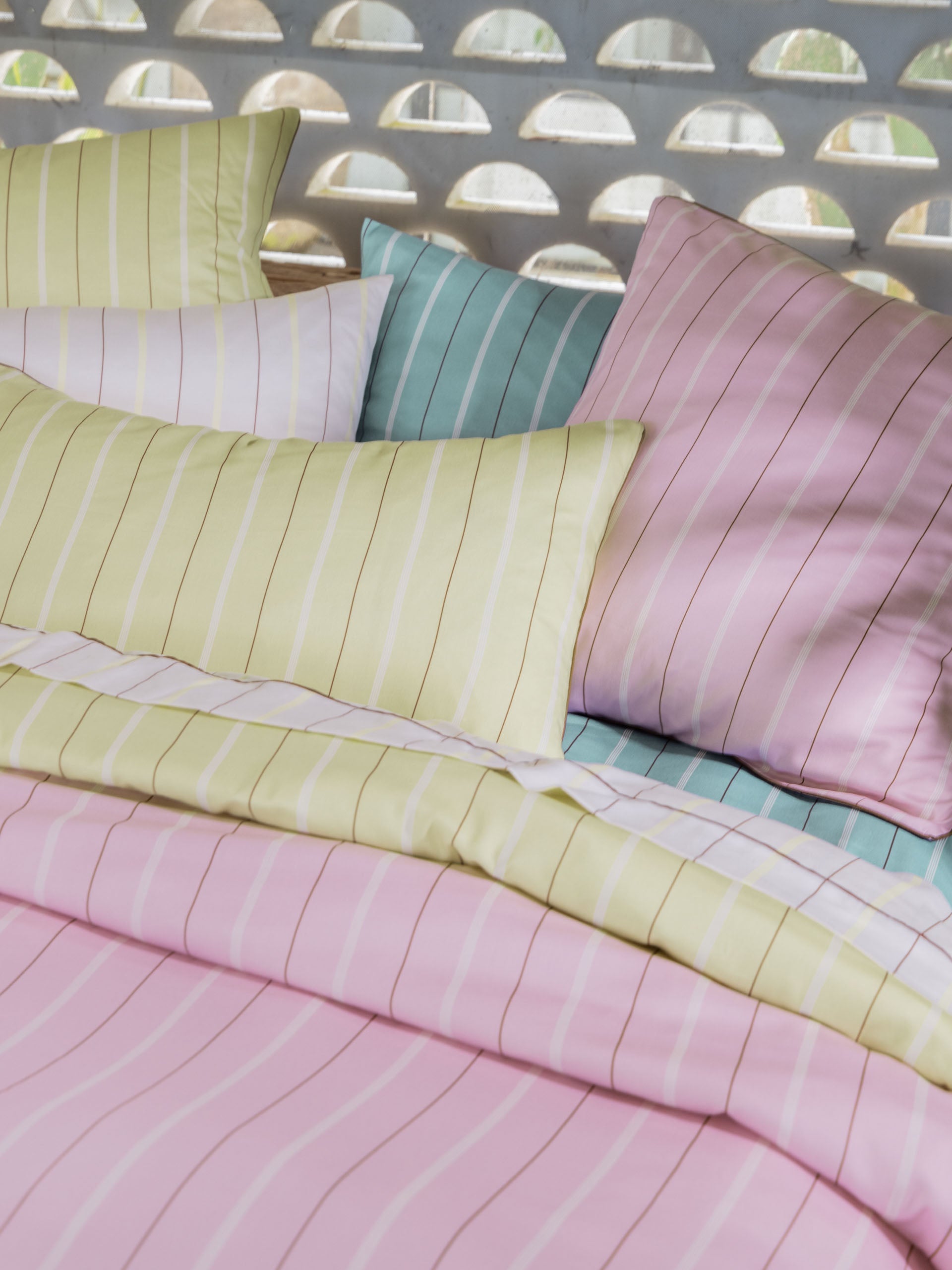 Linen House Monday Stripe Lilac Quilt Cover Set