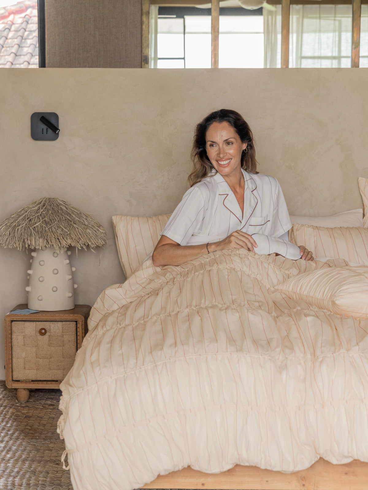 Linen House Layla Stripe Blush Quilt Cover Set