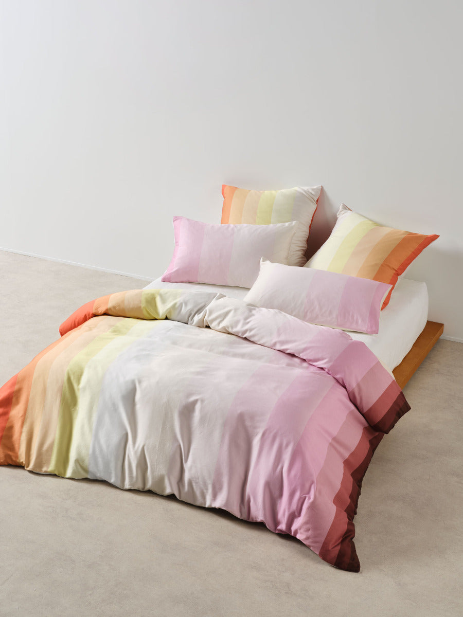 LINEN HOUSE SUNRISE STRIPE | BUBBLEGUM QUILT COVER Linen House