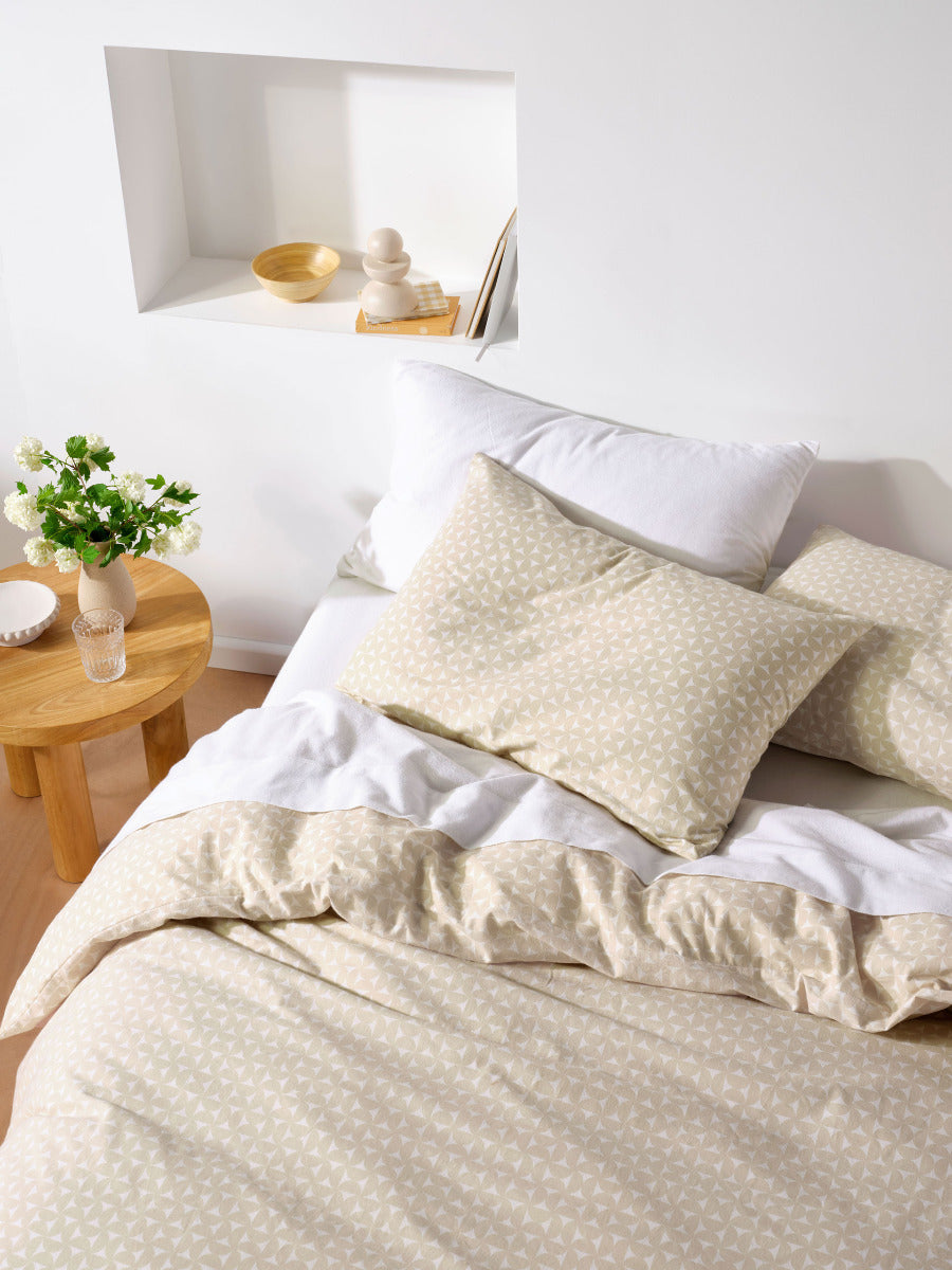 LINEN HOUSE FLANNELETTE QUILT COVER SET - TYRA TAUPE Linen House