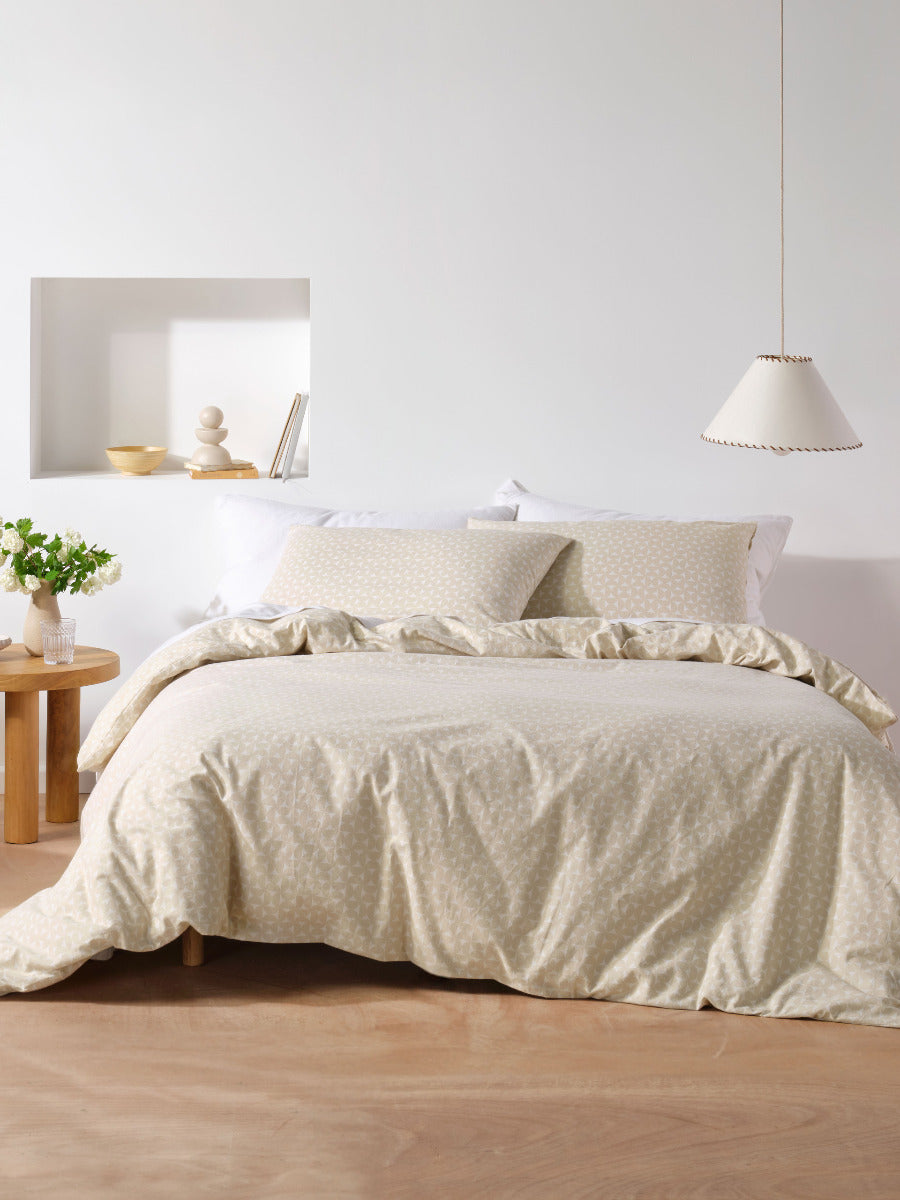 LINEN HOUSE FLANNELETTE QUILT COVER SET - TYRA TAUPE Linen House