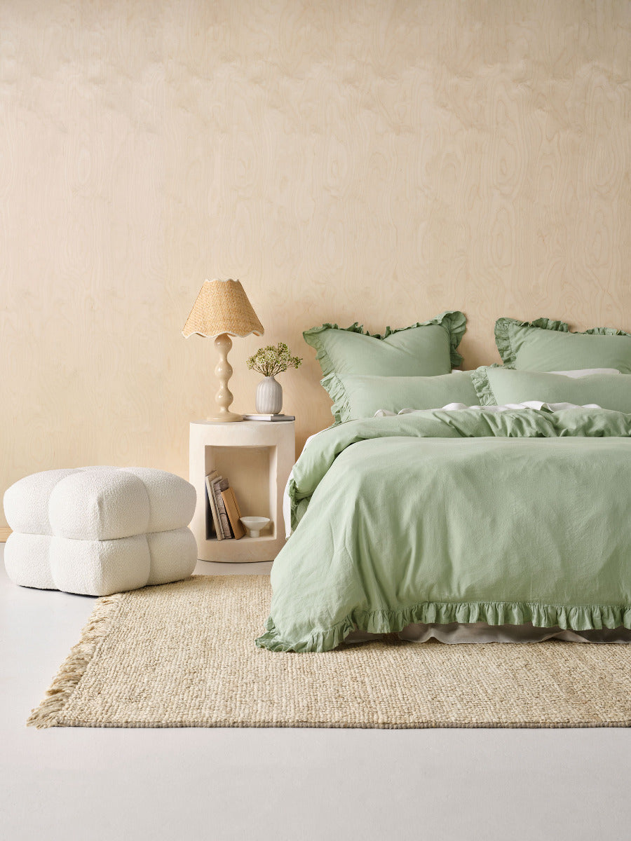 LINEN HOUSE VINTAGE RUFFLE SEAGLASS QUILT COVER SET Linen House