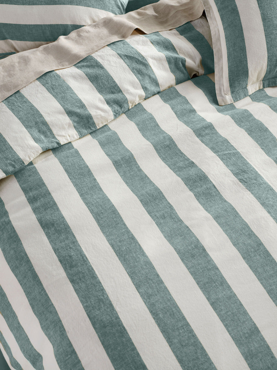LINEN HOUSE VINTAGE STRIPE DENIM QUILT COVER SET Linen House