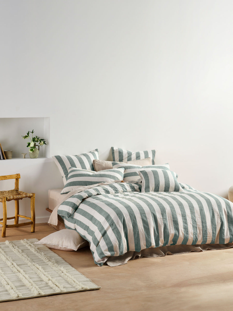 LINEN HOUSE VINTAGE STRIPE DENIM QUILT COVER SET Linen House