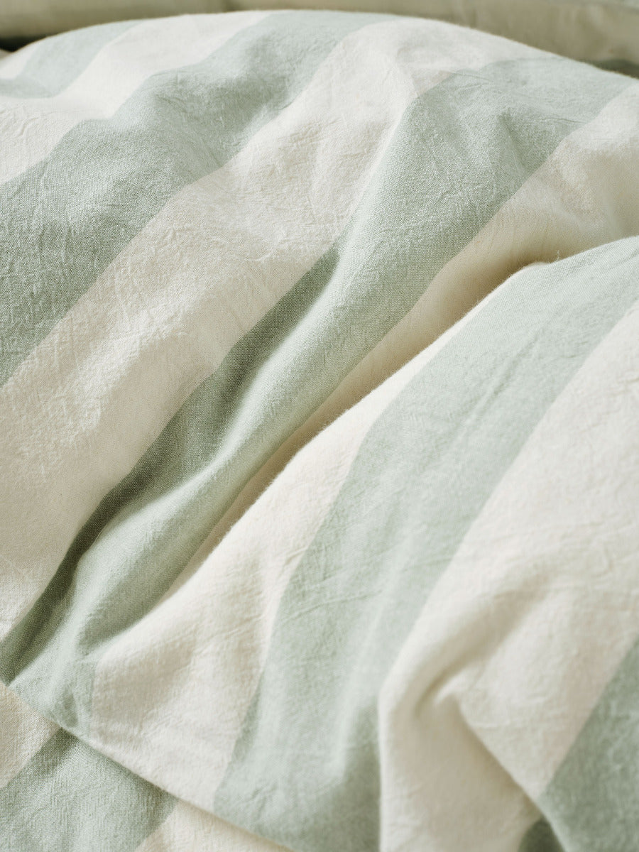 LINEN HOUSE VINTAGE STRIPE | JADE QUILT COVER Linen House