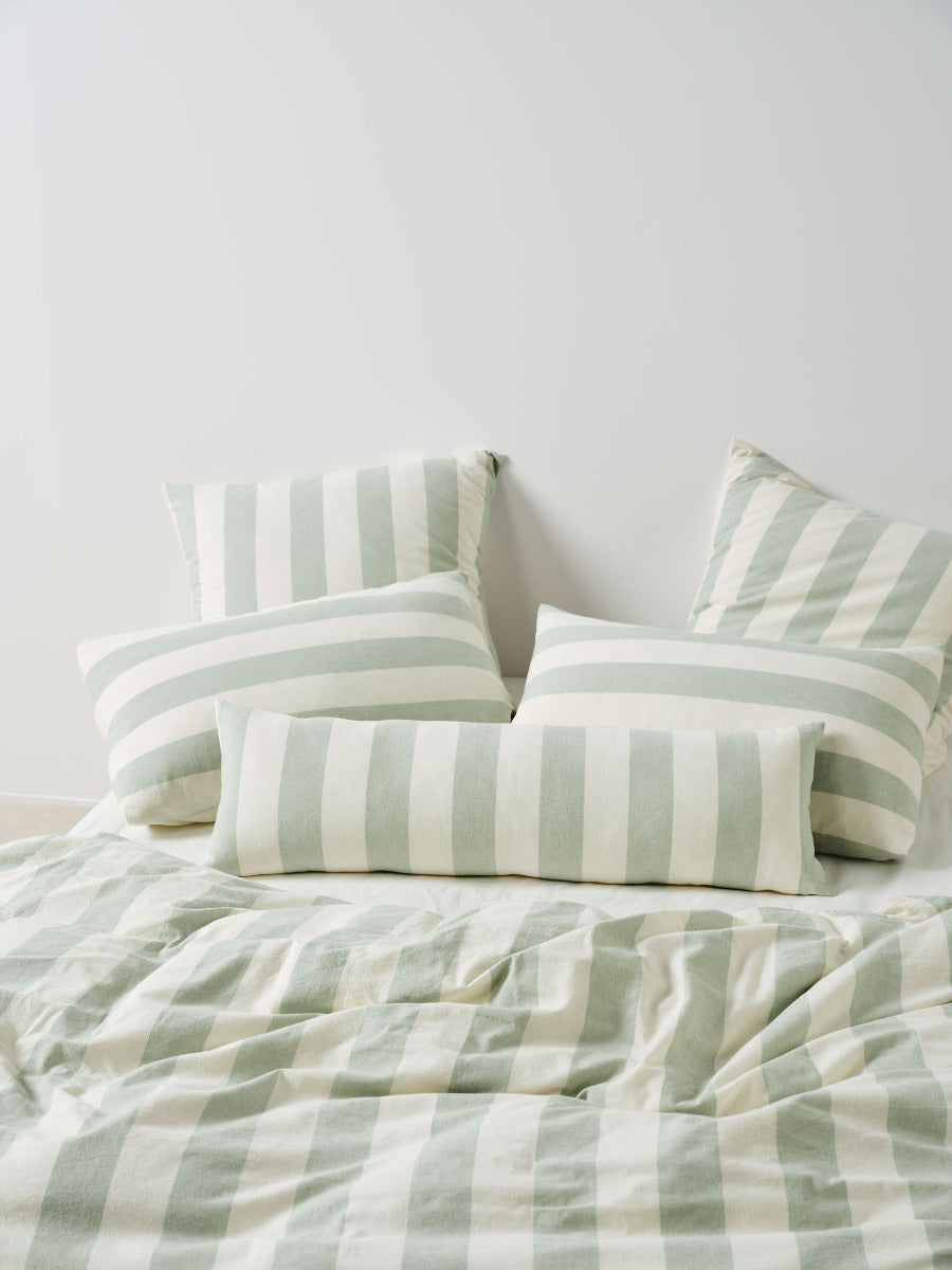 LINEN HOUSE VINTAGE STRIPE | JADE QUILT COVER Linen House