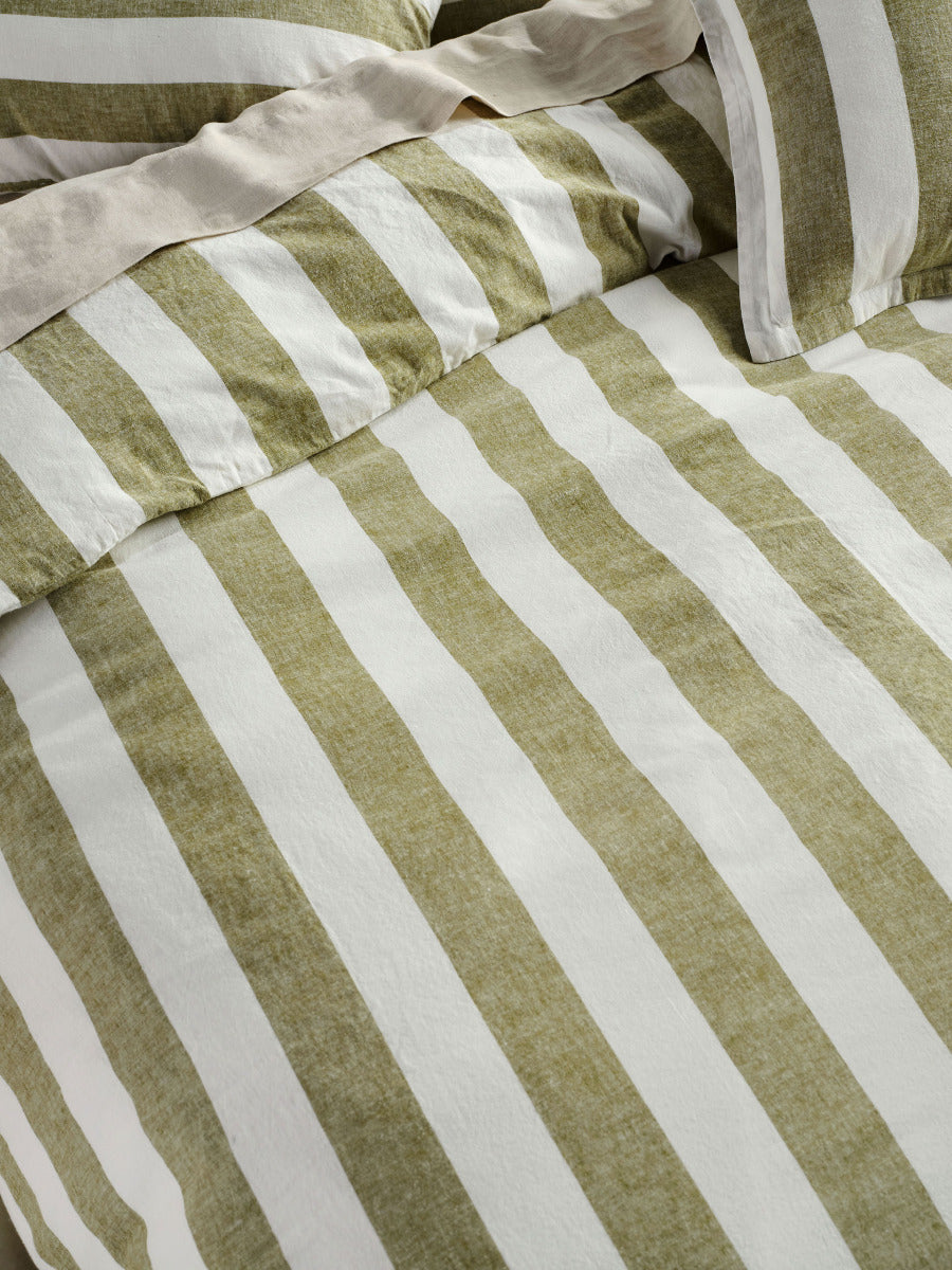 LINEN HOUSE VINTAGE STRIPE - PESTO Linen House