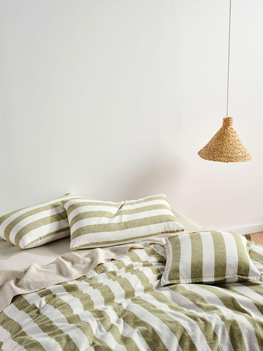 LINEN HOUSE VINTAGE STRIPE - PESTO Linen House