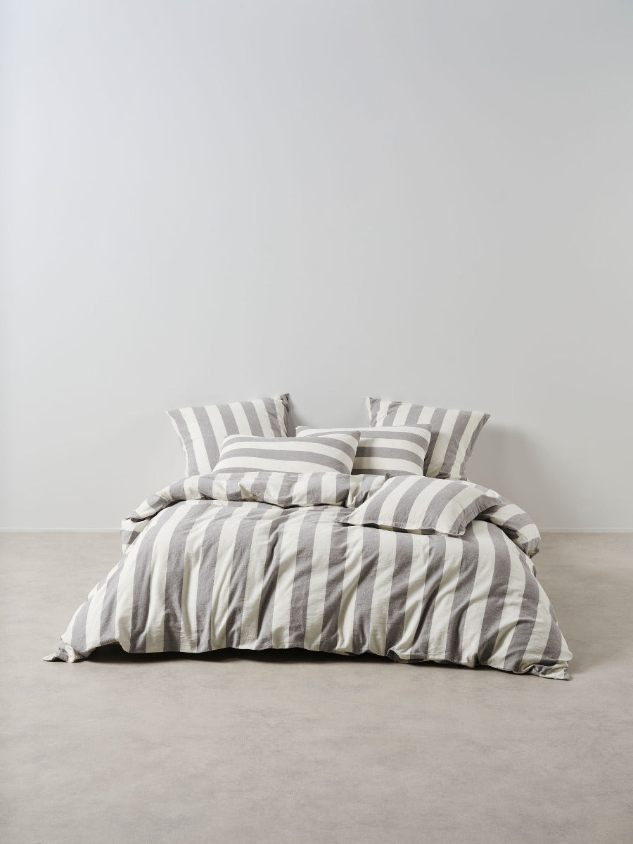 LINEN HOUSE VINTAGE STRIPE | STEEL QUILT COVER Linen House