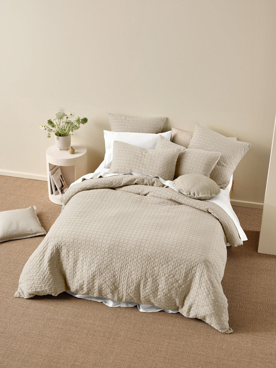 LINEN HOUSE VISTA PEBBLE QUILT COVER SET Linen House