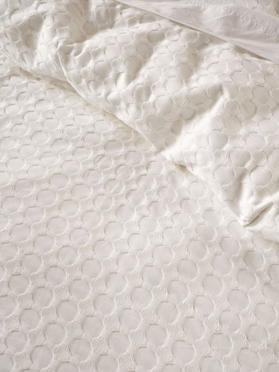 LINEN HOUSE VISTA WHITE QUILT COVER SET Linen House