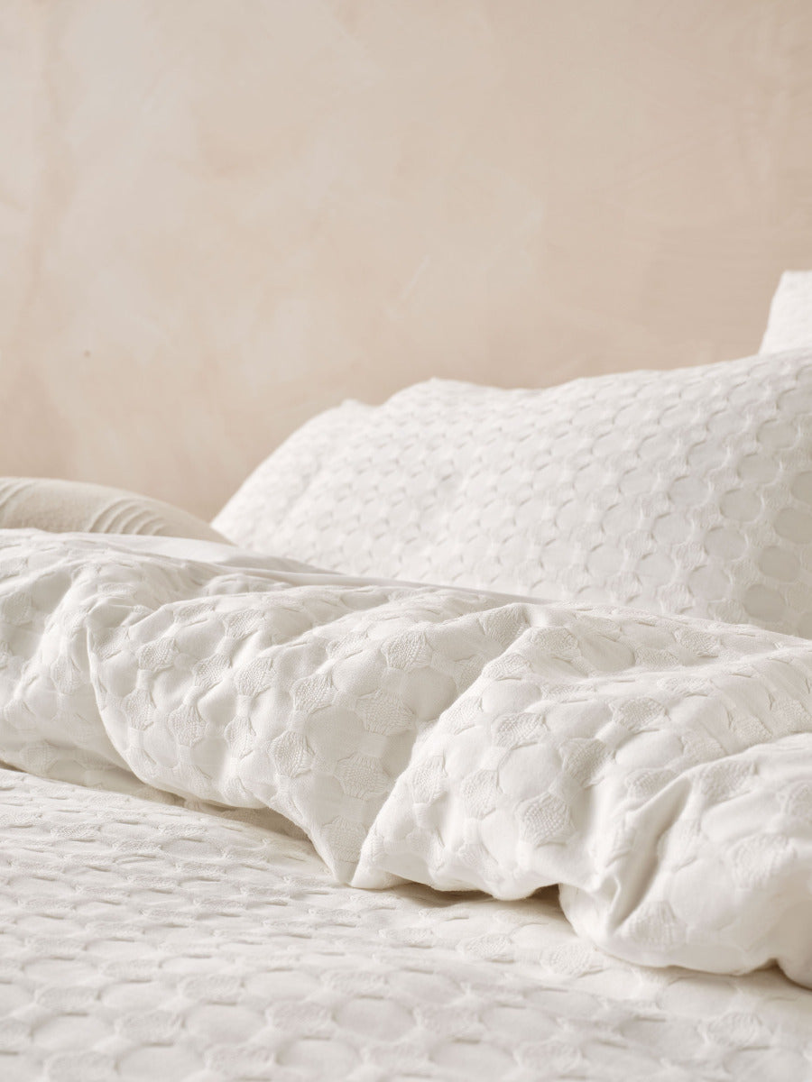 LINEN HOUSE VISTA WHITE QUILT COVER SET Linen House