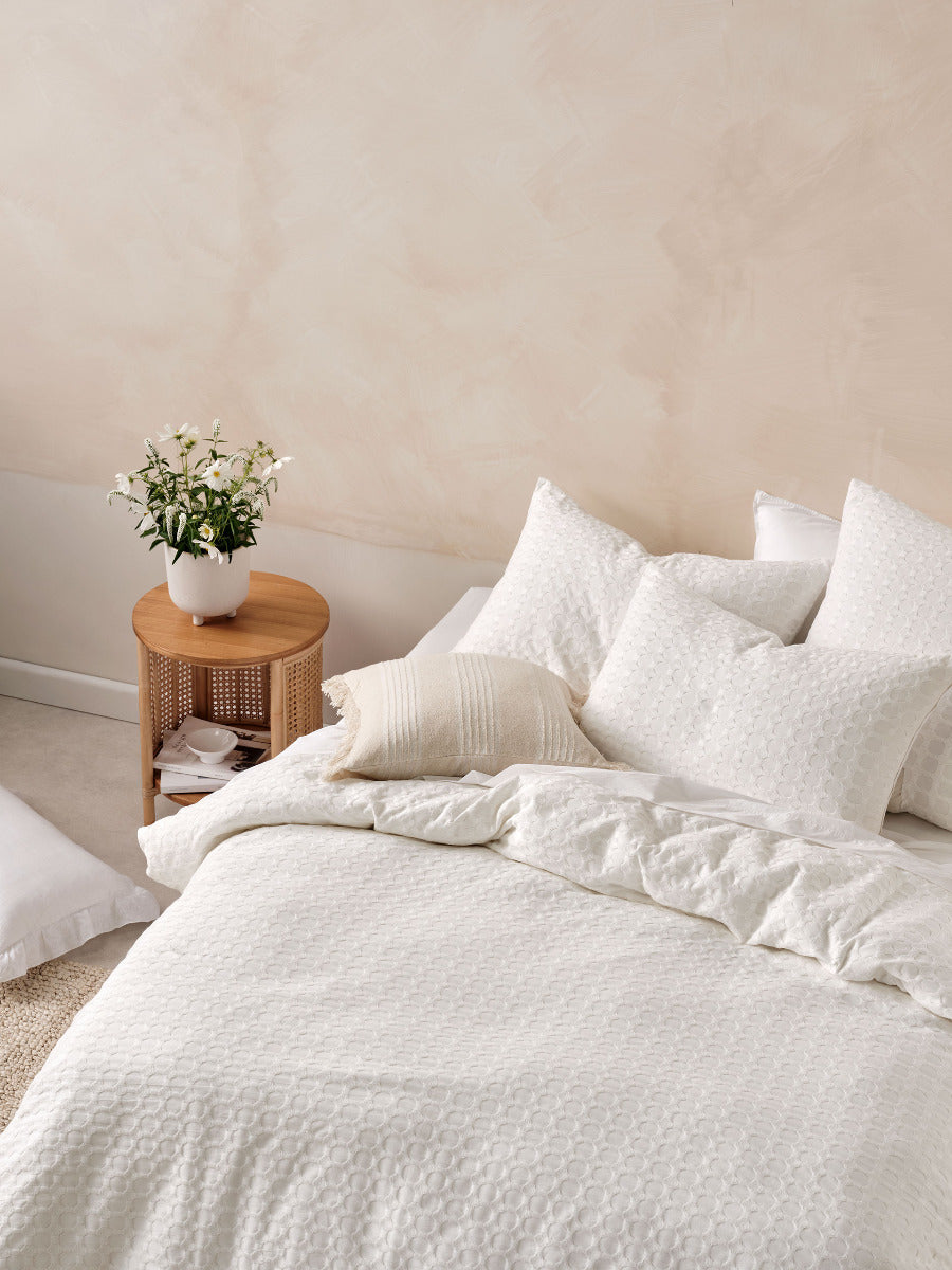 LINEN HOUSE VISTA WHITE QUILT COVER SET Linen House