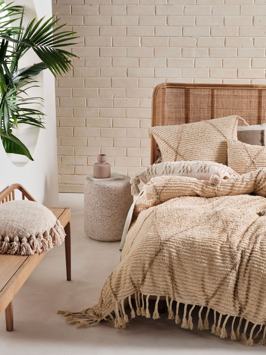 LINEN HOUSE ASHA SAND QUILT COVER SET Linen House