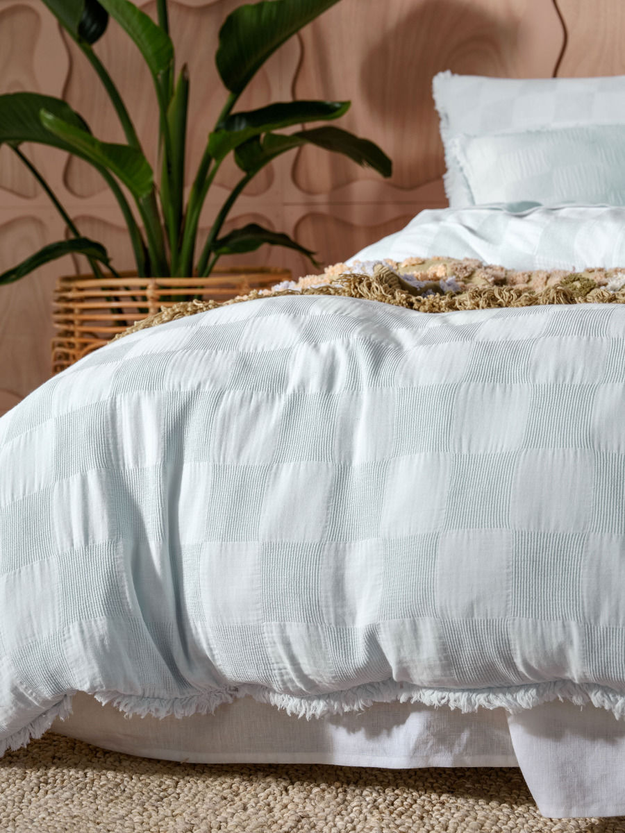 LINEN HOUSE CAPRI SKY QUILT COVER SET Linen House