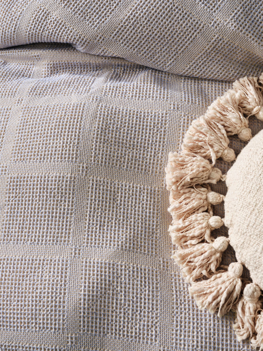 LINEN HOUSE GALICIA BLUE-SAND QUILT COVER SET Linen House